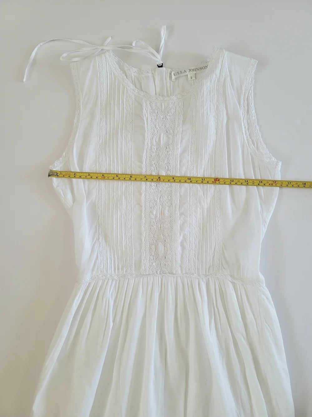 Ulla Johnson 100% Cotton White Lace Detail Shift Dress, Size 2 - Picture 4 of 6